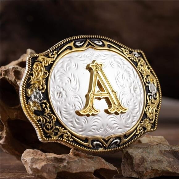 Vintage Fashion Western Belt Buckle A to Z Initial Letter Cowboy Belt Buckles - Picture 3 of 7